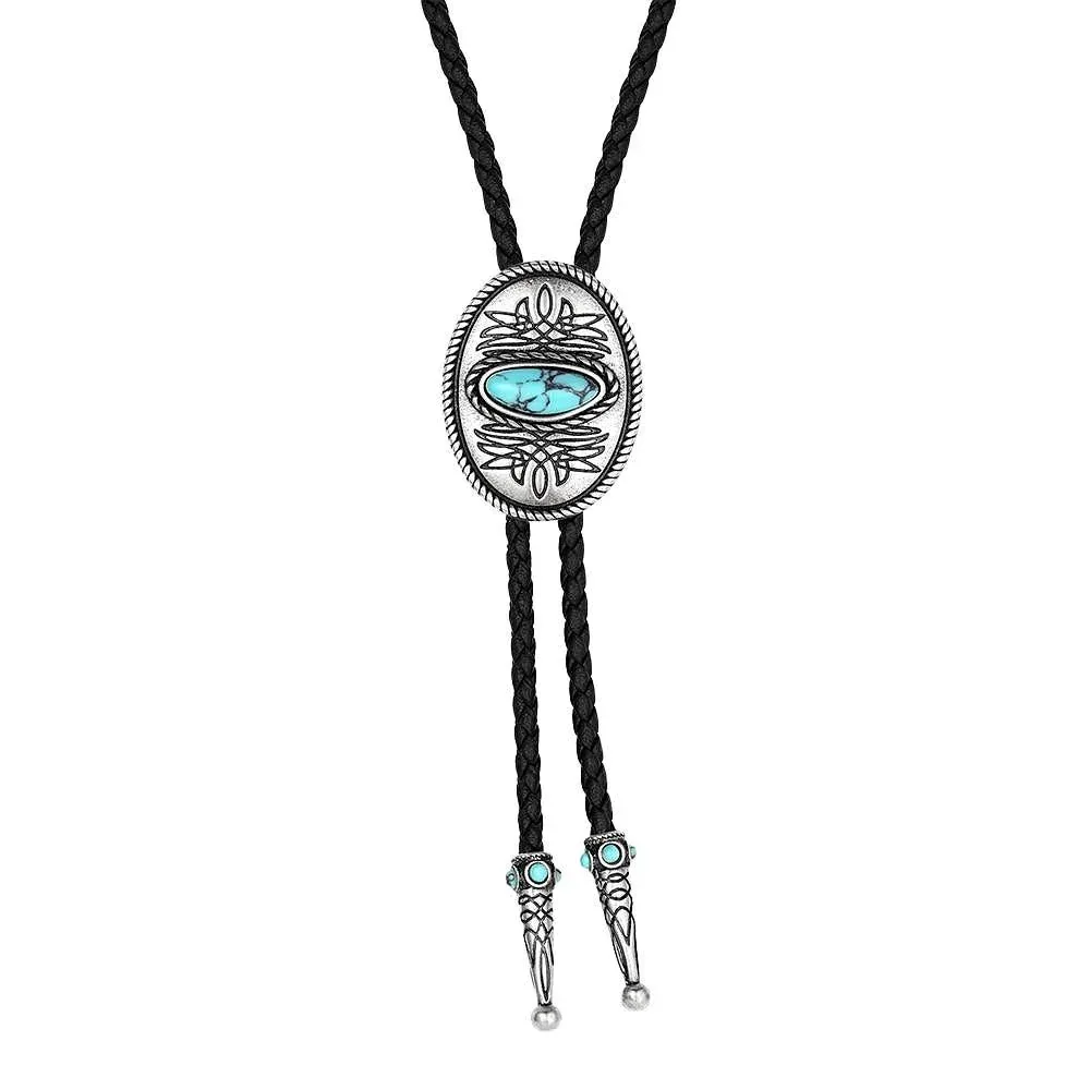 Montana Silversmiths Boot Stitch Turquoise Bolo Tie