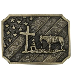 Montana Silversmiths Patriot Christian Cowboy Attitude Buckle