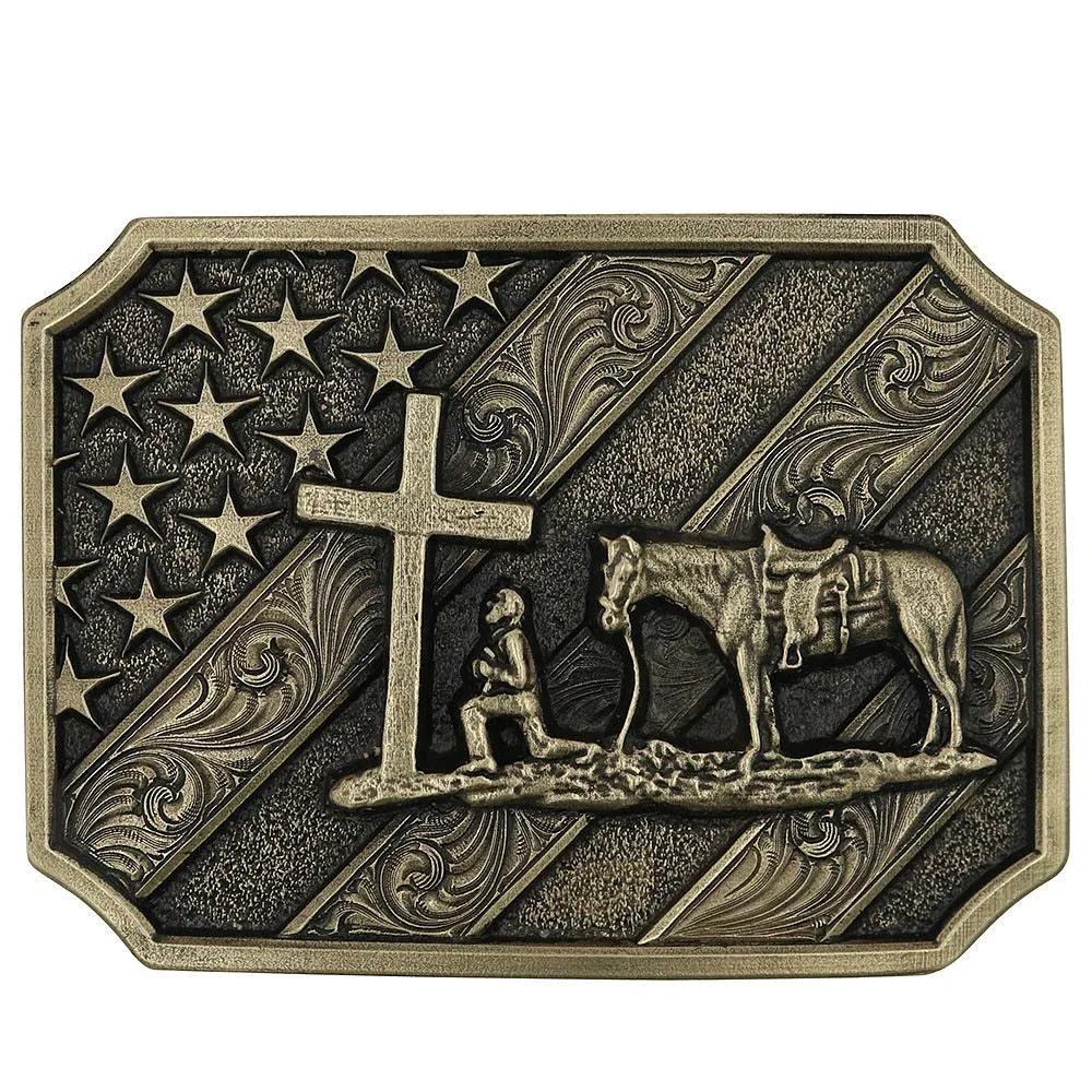 Montana Silversmiths Patriot Christian Cowboy Attitude Buckle