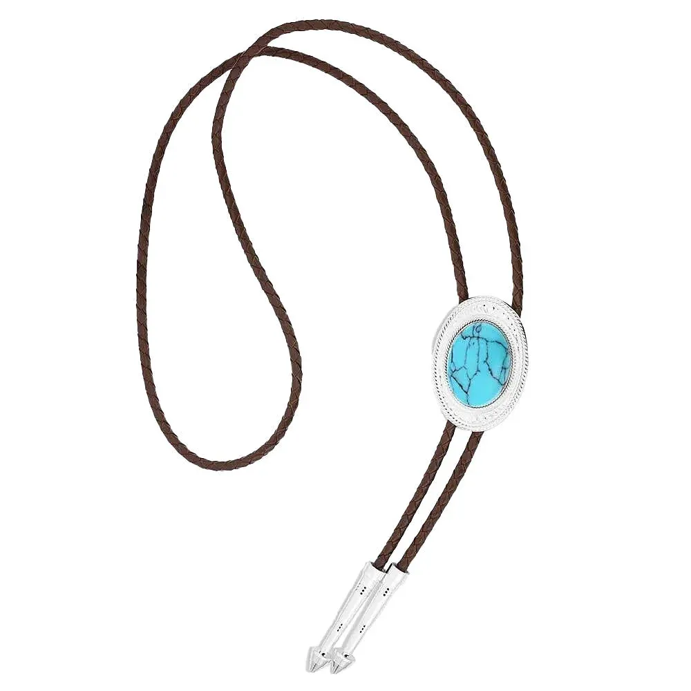 Montana Silversmiths The Outlaw Turquoise Bolo Tie - Image 2
