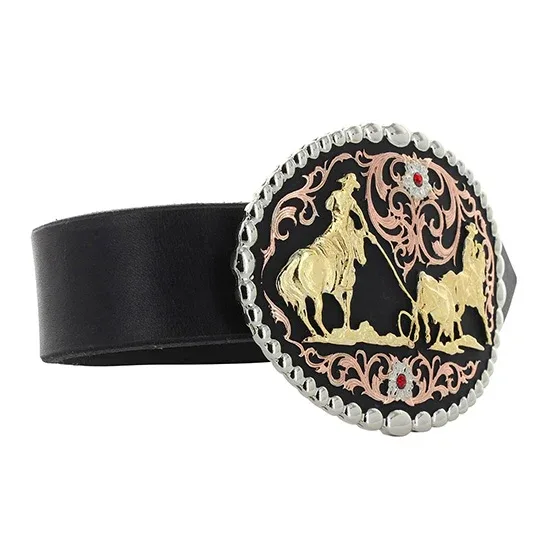 Montana Silversmiths Tri Color Team Roper Attitude Belt Buckle - Image 2