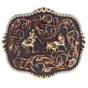 Montana Silversmiths Tri-Color Team Ropers Traditional Attitude Buckle