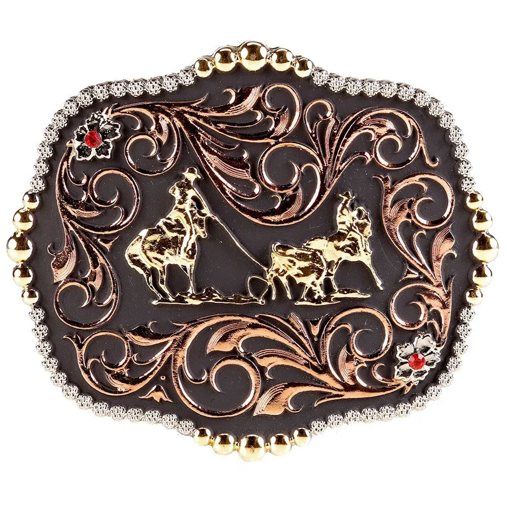 Montana Silversmiths Tri-Color Team Ropers Traditional Attitude Buckle