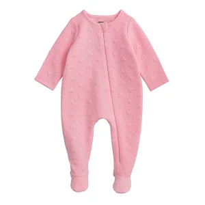 Mud Pie Baby Girl`s Kids Valentine`s Day Quilted Heart Sleeper Pink