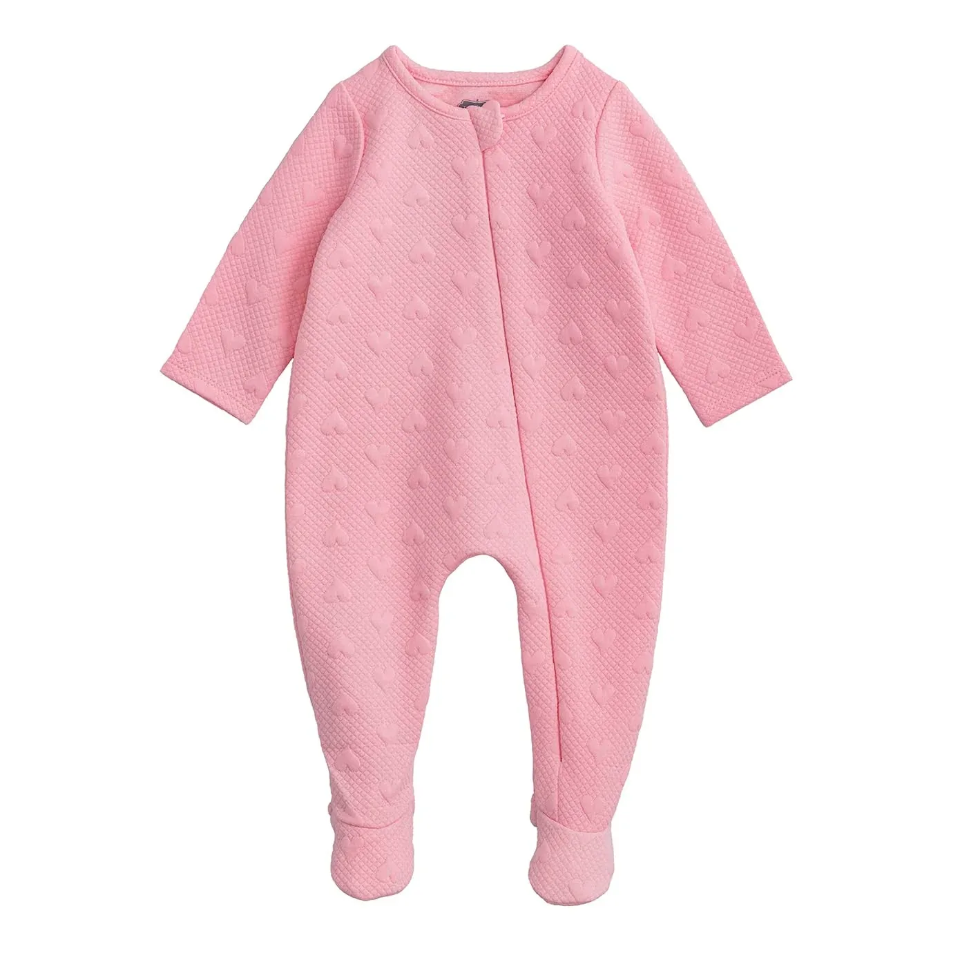 Mud Pie Baby Girl`s Kids Valentine`s Day Quilted Heart Sleeper Pink