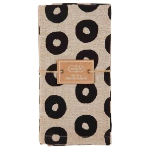 Mud Pie Black Circle Napkin Set