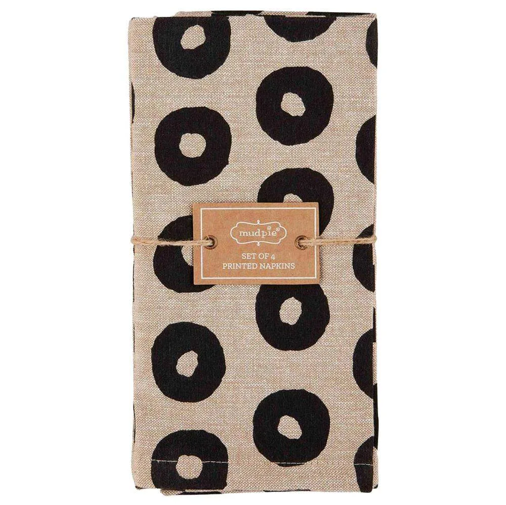Mud Pie Black Circle Napkin Set