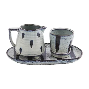 Mud Pie Black/White Cream/Sugar Set