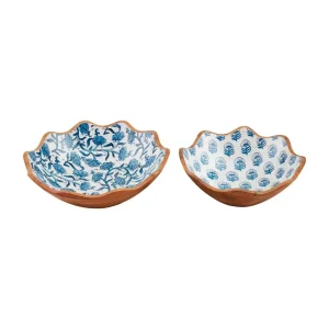 Mud Pie Block Print Enamel Bowl Set