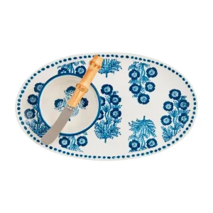 Mud Pie Block Print Tray Tidbit Set