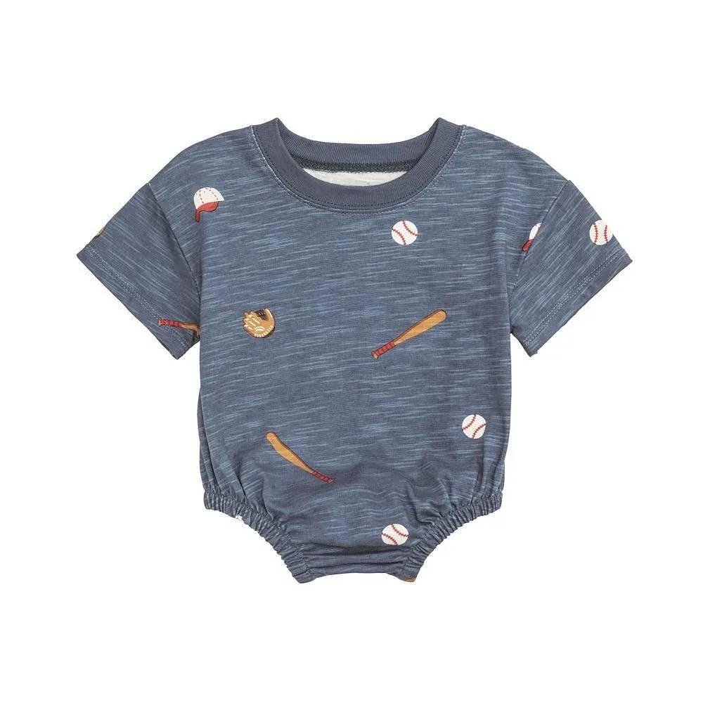 Mud Pie Boy's Blue Baseball Shirt Bubble