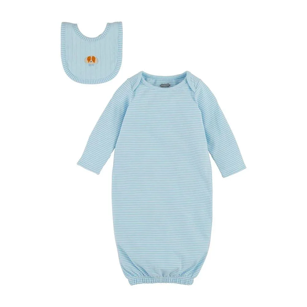 Mud Pie Boys Blue Poppy Gown Bib Set