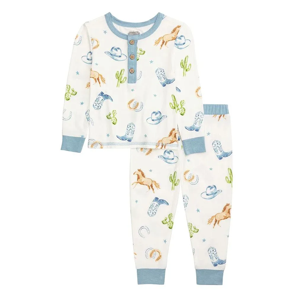 Mud Pie Boy's Blue Western Print PJ Set
