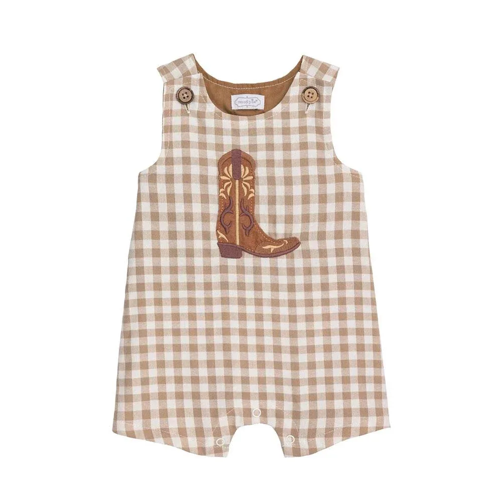 Mud Pie Boy's Boot Gingham Jon Jon