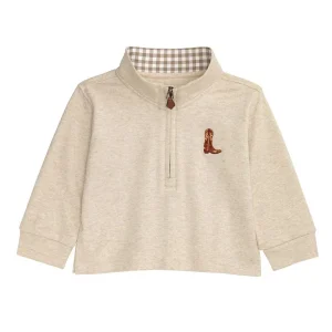 Mud Pie Boy's Boot Quarter Zip Pullover