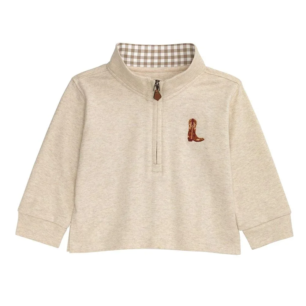 Mud Pie Boy's Boot Quarter Zip Pullover
