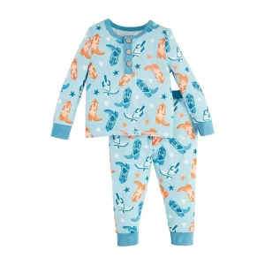 Mud Pie Boys Cowboy Boot PJ Set
