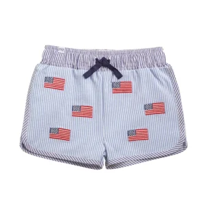 Mud Pie Boy's Flag Print Swim Trunks