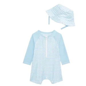 Mud Pie Boy's Gingham Blue Swimsuit