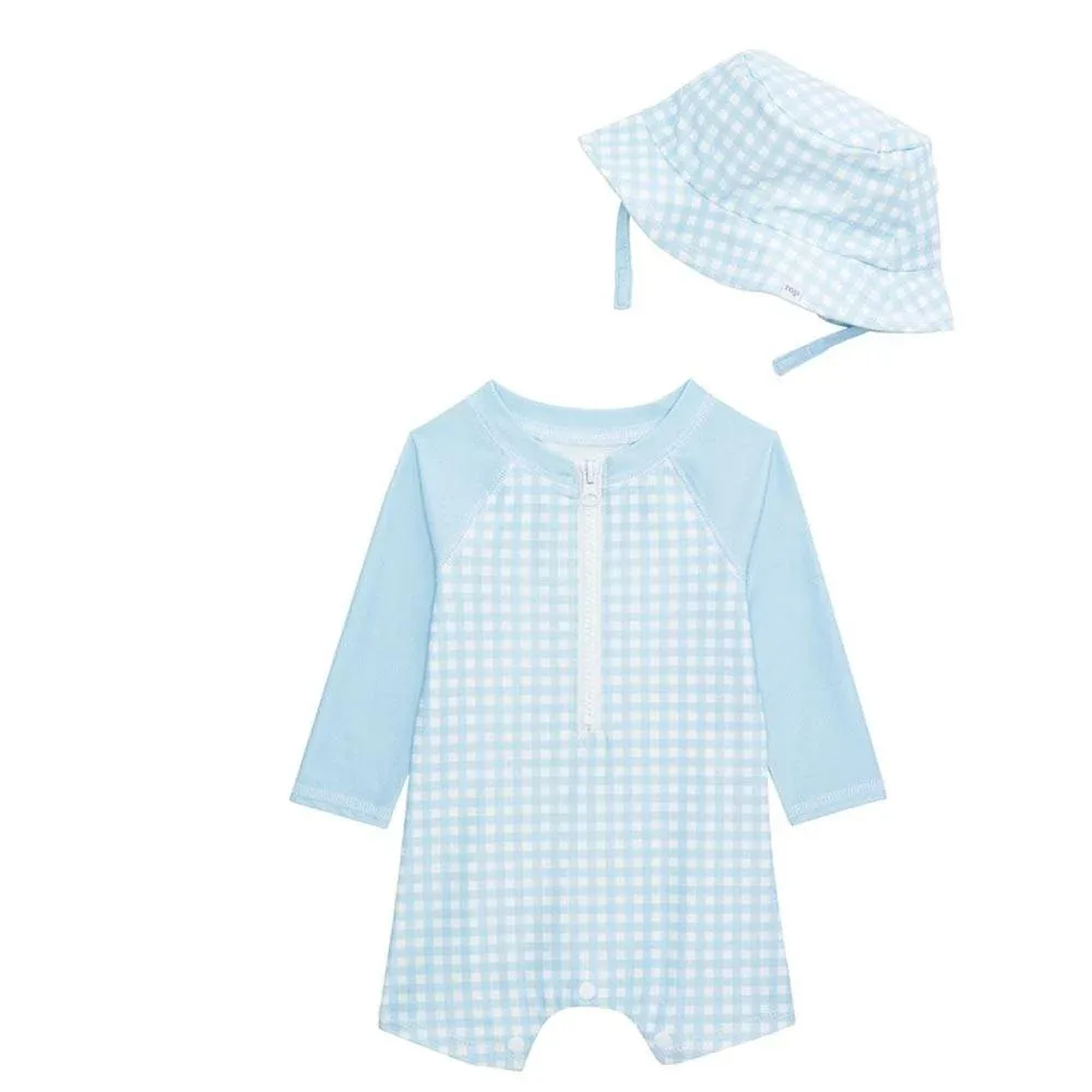 Mud Pie Boy's Gingham Blue Swimsuit
