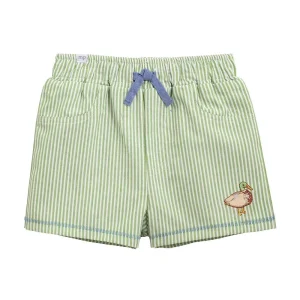 Mud Pie Boy's Green Duck Striped Swim Trunks