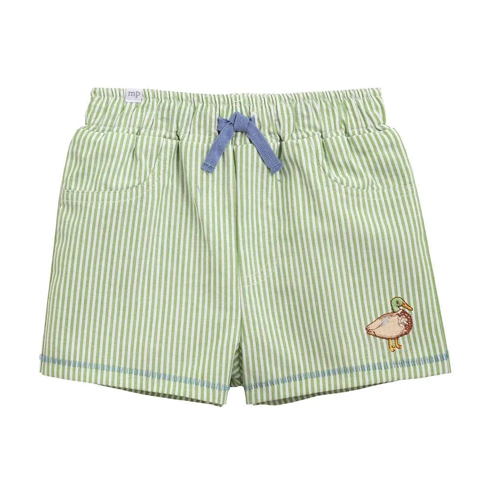 Mud Pie Boy's Green Duck Striped Swim Trunks