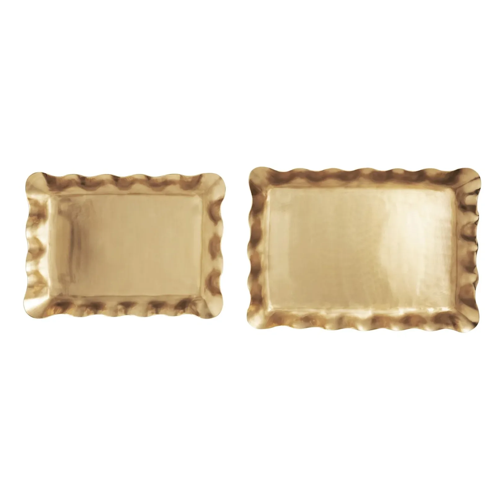 Mud Pie Brass Ruffle Nested Tray Set - Image 2