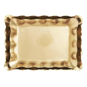 Mud Pie Brass Ruffle Nested Tray Set
