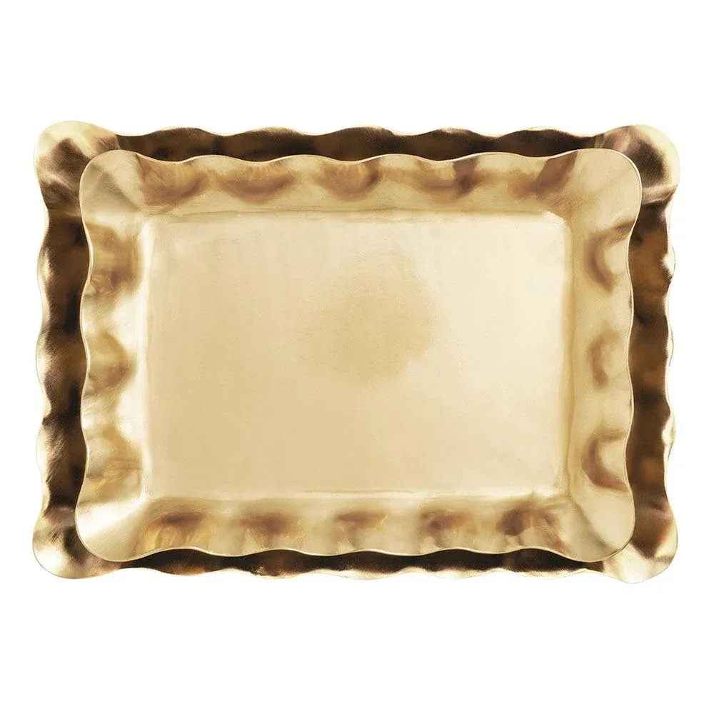 Mud Pie Brass Ruffle Nested Tray Set