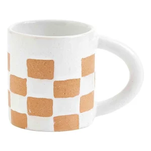 Mud Pie Check Terra Cotta Mug
