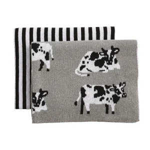 Mud Pie Cow Farm Knit Towel