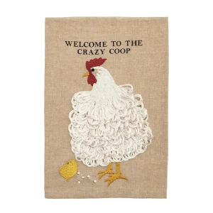 Mud Pie Embroidered Farm Rooster Towel