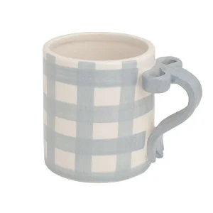 Mud Pie Gingham Bow Handle Mug