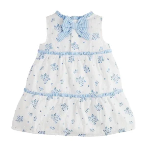 Mud Pie Girls Blue Floral Tiered Dress