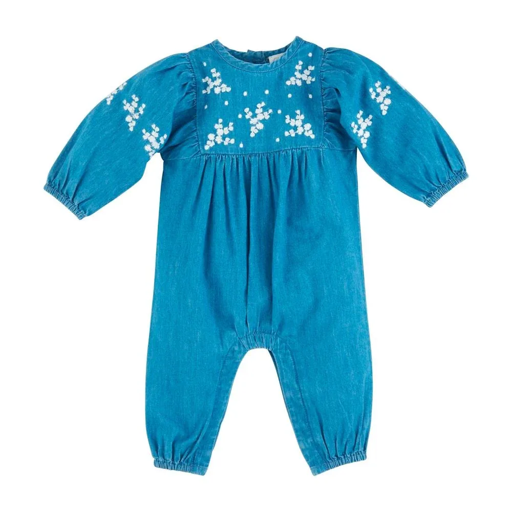Mud Pie Girl's Floral Denim One Piece