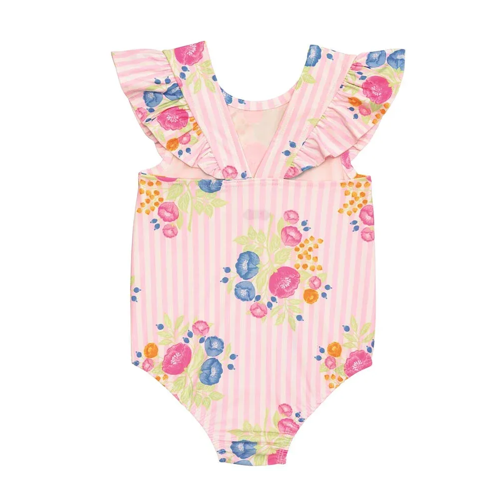 Mud Pie Girl's Floral Stripe One-Piece Swimsuit - Image 2