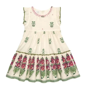 Mud Pie Girl's Ivory Block Print Dress