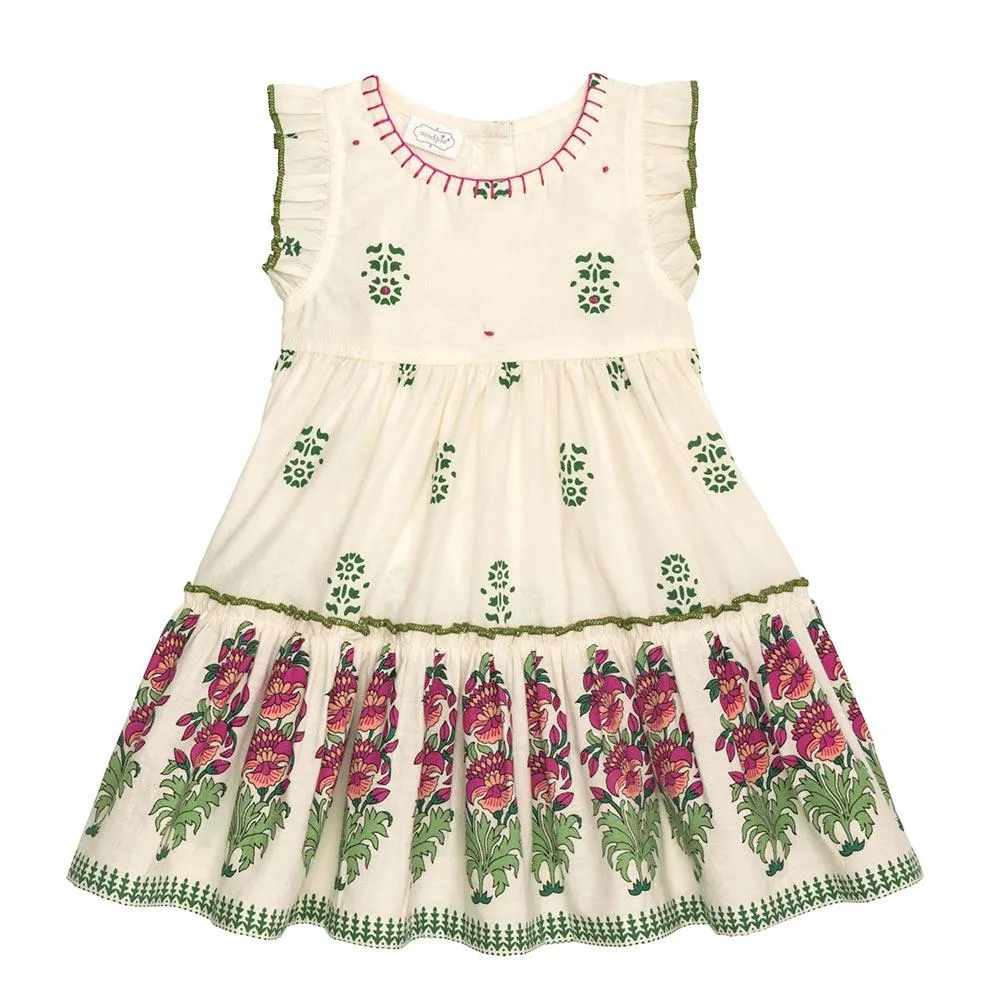 Mud Pie Girl's Ivory Block Print Dress