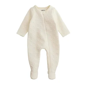 Mud Pie Girl's Ivory Quilted Heart Sleeper