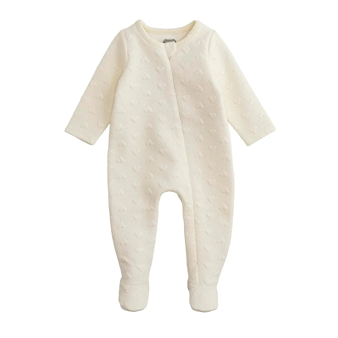 Mud Pie Girl's Ivory Quilted Heart Sleeper