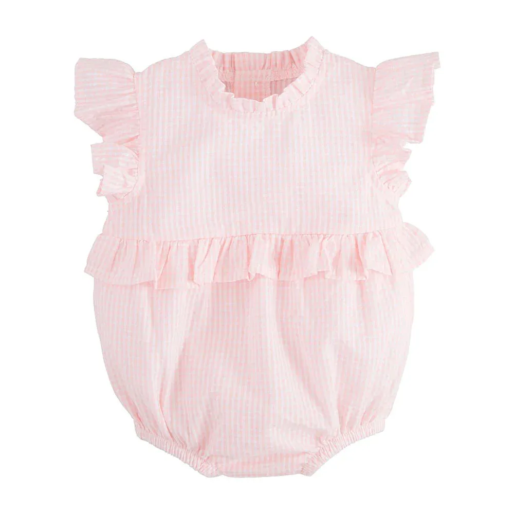 Mud Pie Girls Pink Gingham Ruffle Bubble