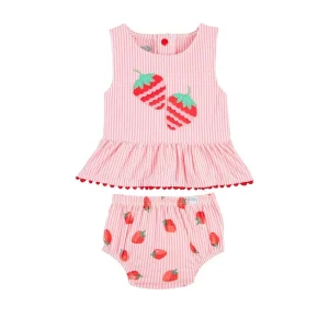 Mud Pie Girls Pink Strawberry Swimsuit