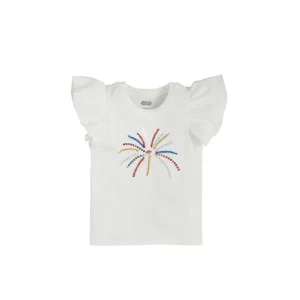 Mud Pie Girl's White Firework Tinsel Shirt