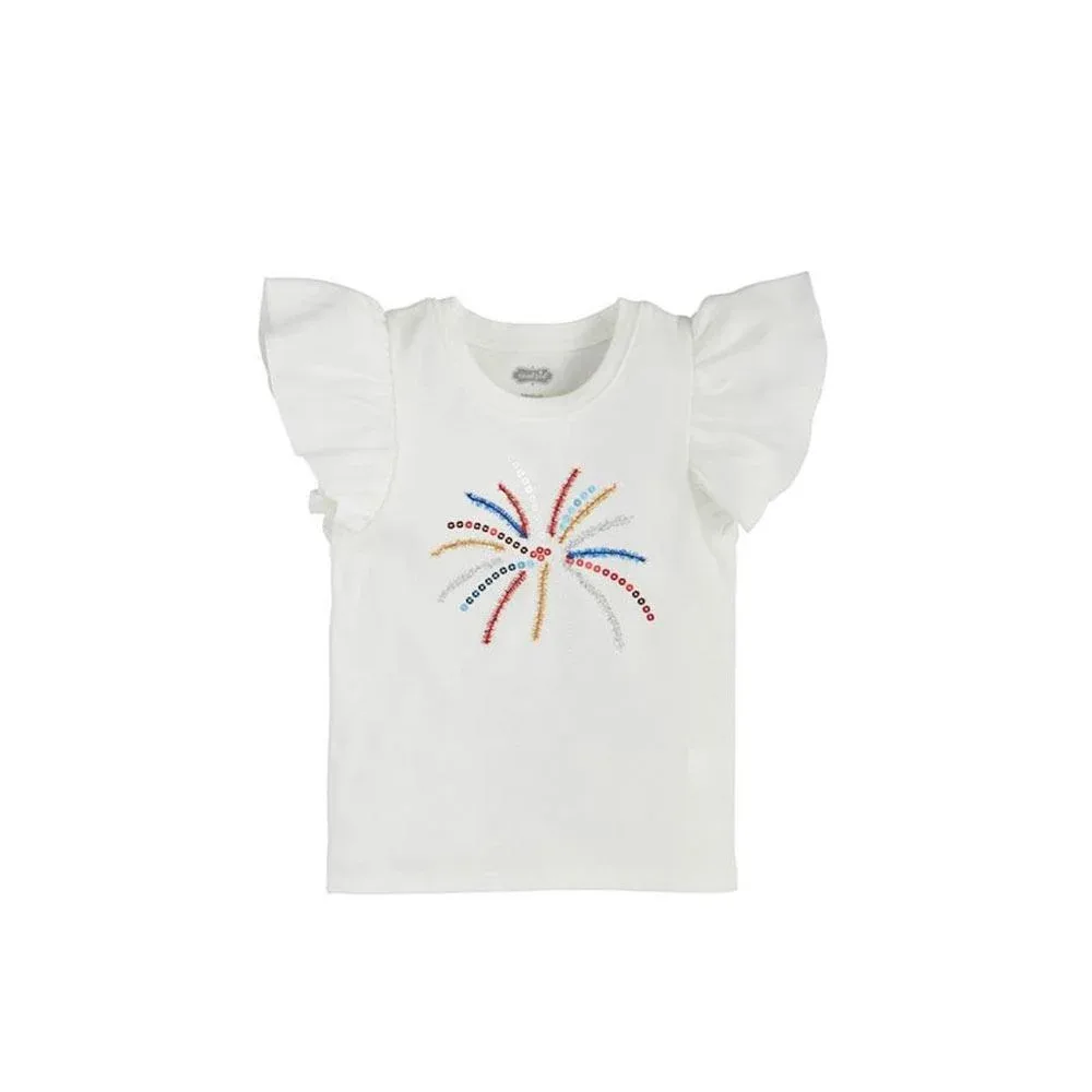 Mud Pie Girl's White Firework Tinsel Shirt