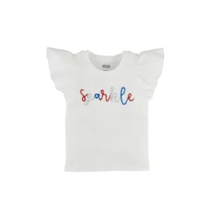 Mud Pie Girl's White Sparkle Tinsel Shirt
