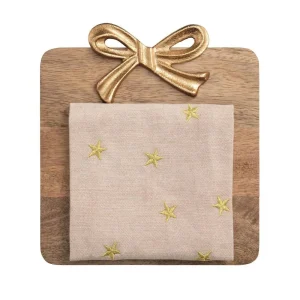 Mud Pie Gold Bow Square Board Set