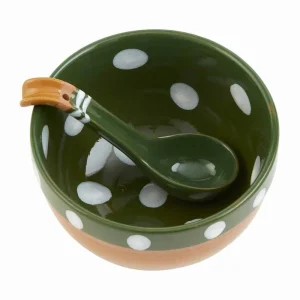 Mud Pie Green Painted Salsa Bowl Set