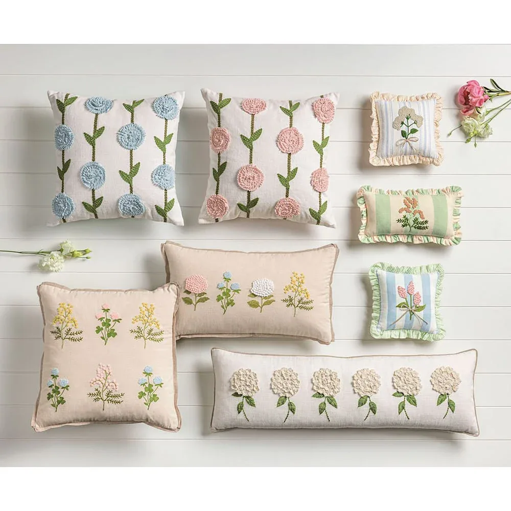 Mud Pie Green Ruffle Floral Pillow - Image 2
