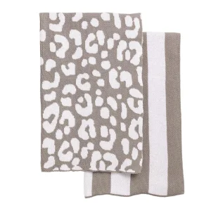 Mud Pie Grey Leopard Knit Towel