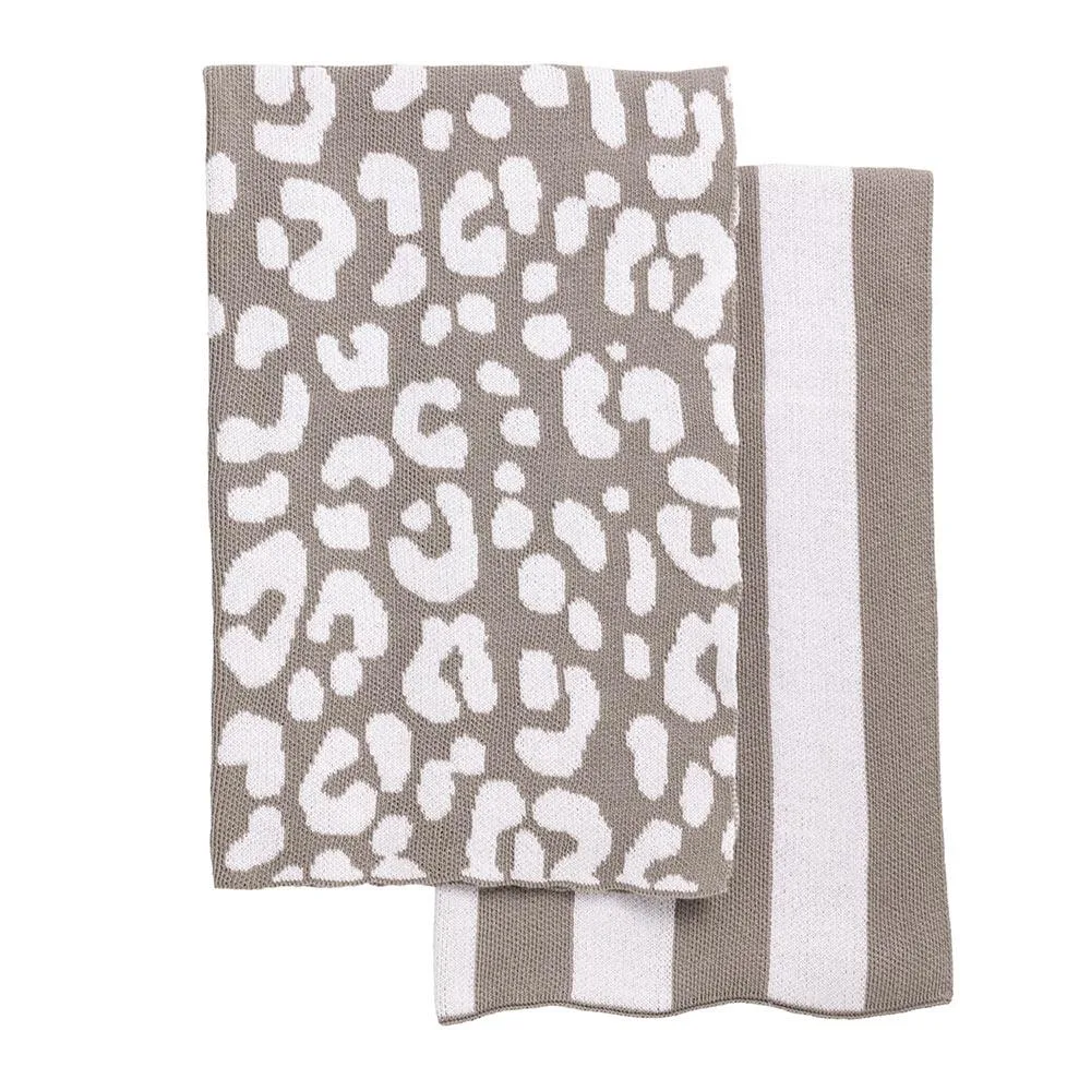 Mud Pie Grey Leopard Knit Towel